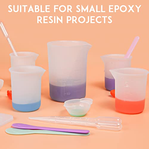 Silicone Resin Measuring Cups Tool Kit, Non-Stick Silicone Cups for Epoxy Resin, Reusable 250&100ml Silicone Mixing Cups with Stir Sticks, Pipettes, YITIAOXIAOYU
