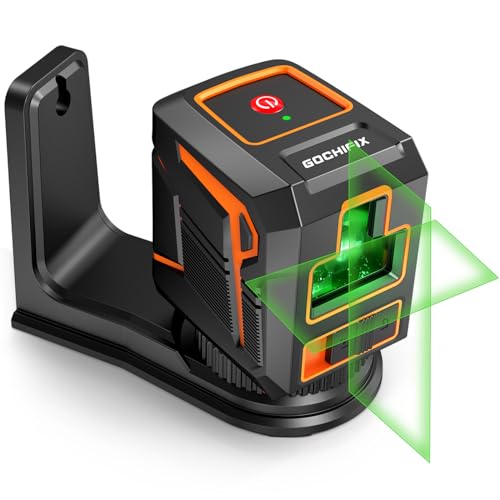 Laser Level GOCHIFIX Self Leveling Cross Line Laser 100ft Green Cross Laser Level with Manual Mode IP54 Waterproof for Picture Hanging and - WoodArtSupply