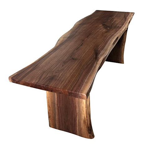 Live Edge Wooden Bench – Solid Wood Dining Bench – Rustic Home Décor Furniture – Natural Edge Wooden Slab Bench (4' Long, Walnut Wood with Clear Rustic Red Door Co.