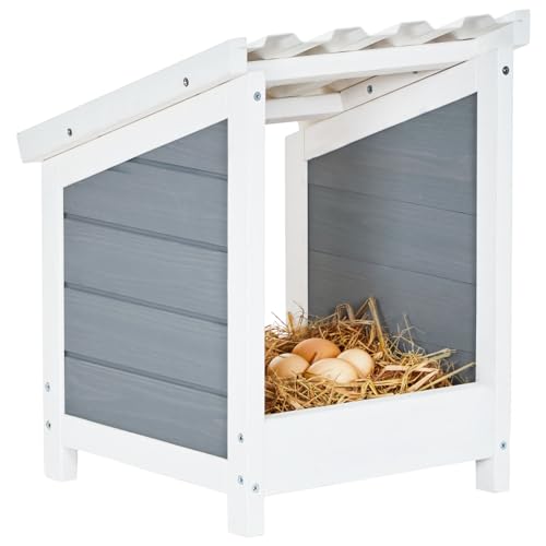 PETSFIT Nesting Boxes for Chicken Coop, Wood Single Compartment Chicken Nesting Boxes for Laying Eggs with PVC Roof for Hens, Ducks, and Poultry - WoodArtSupply