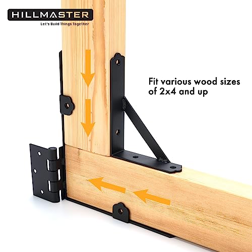 HILLMASTER 2 Set Anti Sag Gate Frame Kit Gate Corner Brace Bracket Heavy Duty Adjustable Gate Hardware with Gate Latch for Wooden Fences,Driveway