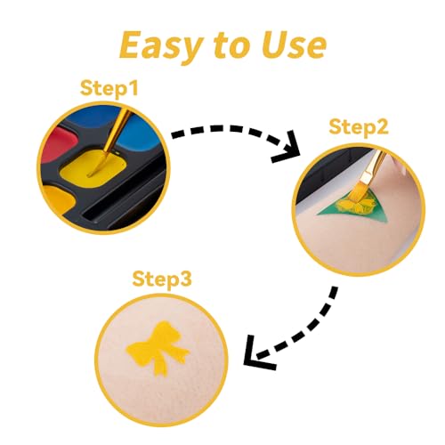 Transon 12colors Face Painting Kit for Kids Adults Non-toxic Water-based Paint with Brushes Stencils and Glitters TRANSON