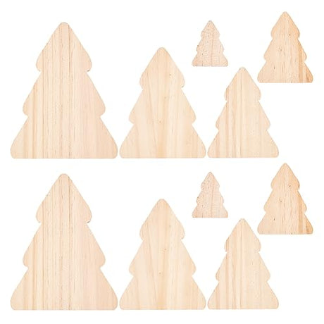 OLYCRAFT 8Pcs 4 Sizes Unfinished Wooden Tree Blocks Wooden Tray Plates Christmas Tree Blank Wooden Cutouts Wooden Display Decoration Pieces for Home OLYCRAFT
