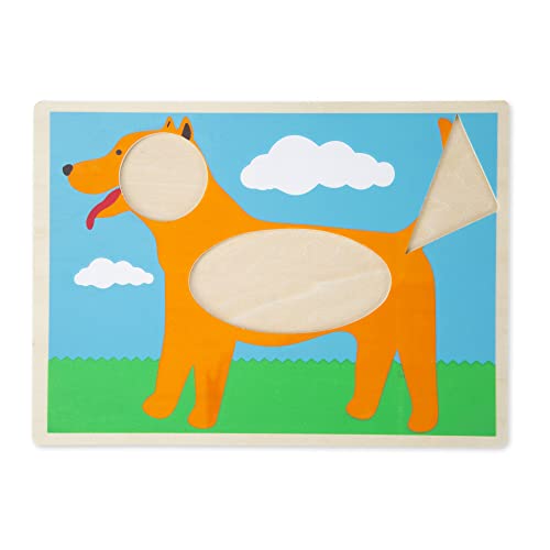 Melissa & Doug Beginner Wooden Pattern Blocks Educational Toy With 5 Double-Sided Scenes and 30 Shapes Melissa & Doug