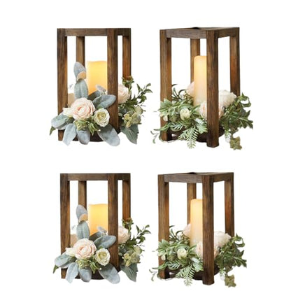 Wedding Lantern Centerpiece, 4 Set Rustic Wedding Table Decoration, Wooden Lantern Wedding, Wooden Candle Holder, Country Barn Wedding Gift, - WoodArtSupply