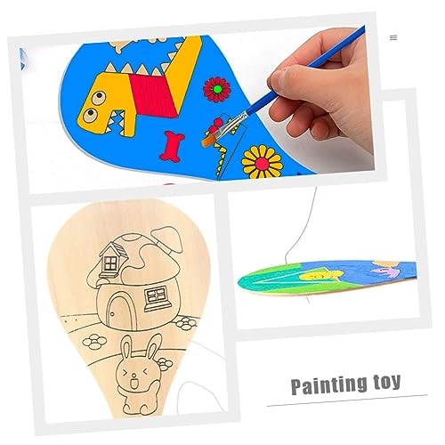 Abaodam 8pcs Graffiti Blank Racket Unfinished Paddle Toy Paddle Party Favor Blank Painting Paddle Toy Paddle with Greek Zapper Indoor Racket Kids Abaodam