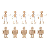Craftdady 10pcs Unfinished Wooden Robot Bodies Joint Adjustable Wood Figures Peg Dolls for DIY Art Crafts Painting Party Home Decor 2 Styles Craftdady