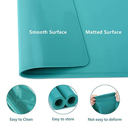 Gartful Large Silicone Mat for Crafts, 28”x20” Silicone Pad - 0.1" Raised Edge, Silicone Sheet with Lip for Jewelry Resin Molds, Counter Table