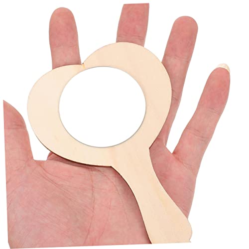 MAGICLULU 12pcs DIY Wooden Mold Unfinished Mirror Craft Mini Star Mirror Travel Mirror Compact Heart Hand Mirror Mini Wooden Mirror Wood Hand Mirror MAGICLULU
