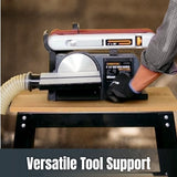 POWERTEC UT1002 Universal Tool Stand w/ MDF Split Top Expands to 20"x25" & Storage Shelf, 32" Working Height Tool Table for Benchtop Planers, Band POWERTEC