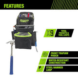 AWP TrapJaw Carpenter Tool Pouch | Tiered 9 Pocket Design with Steel Hammer Loop | Black AWP