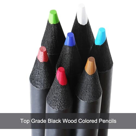 HIFORNY Premium Black Edition Colored Pencils for Adults Coloring – 72 Coloring Pencils with Smooth Pigments,Artists Soft Core,Drawing Pencils Art HIFORNY