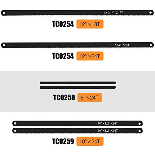 BEETRO Hacksaw Frame Set, 12’’ Hacksaw Frame, 6’’ Hacksaw Frame and 10'' Mini Hacksaw, Including Six Extra Blades, Handsaw for Metal, Wood, PVC Pipes BEETRO