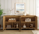 WAMPAT Sideboard Buffet Cabinets, 70.8" Wood Coffee Bar Cabinet with 4 Doors, Set of 2 Kitchen Storage Cabinets with 6 Compartments, Modern Credenza WAMPAT