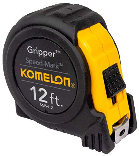 Komelon SM5412 Speed Mark Gripper Acrylic Coated Steel Blade Measuring Tape 5/8-Inch x 12-Feet, White Komelon