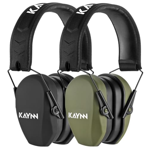 KAYNN 018 Ear Protection 2 Pack Hearing Protection for Shooting Gun Range,27dB NRR Noise Cancelling Safety Ear Muffs for Shooting KAYNN