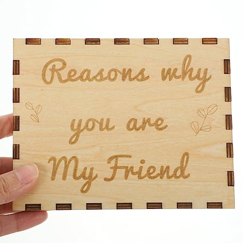 VOSAREA 1 Set Wooden Friendship Gift Box Reasons Why You Are My Friend Box Unfinished Wooden Keepsake Box with Wood Heart Slice Birthday Gifts - WoodArtSupply