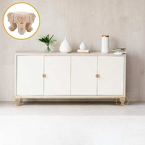 INKNOTE Solid Unfinished Wood Furniture Legs European Style Solid Wood Carving Furniture Replacement Feet for Sofa Cabinet Wardrobe Table Loveseat - WoodArtSupply