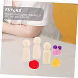Gogogmee 1 Set Painted Puppet Toys Unfinished Wood Figure Montessori peg Dolls Blank Dolls Craft Blank Family Figures peg Doll Painting Craft peg Gogogmee