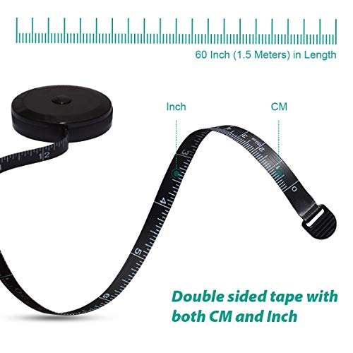 GDMINLO Soft Tape Measuring for Body Fabric Sewing Tailor Cloth Knitting Craft Weight Loss Measurements Retractable Black Dual Sided Tape Measure 1 GDMINLO