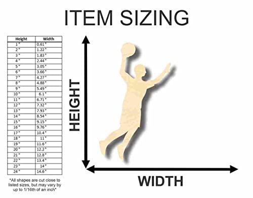 Unfinished Wood Basketball Player Shape - Sports - Kids Room Decor - up to 24" DIY 5" / 1/4" 24 Hour Crafts