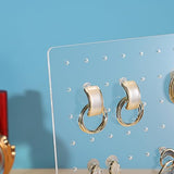 JUXYES Pack of 2 Clear Acrylic Enamel Pin Display Stand with Wooden Base, Tabletop Pin Organizer Display Storage Stand, Enamel Pin Display Holder for JUXYES