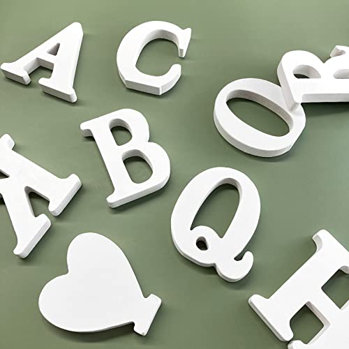 4 Inch White Unfinished Wooden Letters for Crafts, Wood Alphabet Letters for Wall Decor, Marquee Letters for Wedding Birthday Party (Letter M)