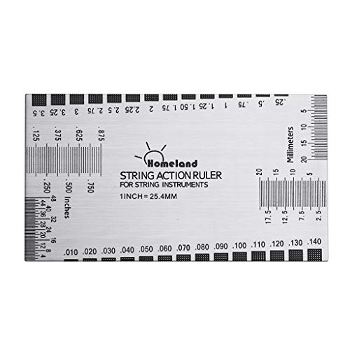 Alnicov Stainless Steel String Action Ruler Guitar Setup Gauge Luthier Measuring Tool with User Guide for Electric, Acoustic Bass Guitars Alnicov