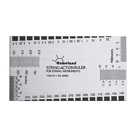 Alnicov Stainless Steel String Action Ruler Guitar Setup Gauge Luthier Measuring Tool with User Guide for Electric, Acoustic Bass Guitars Alnicov