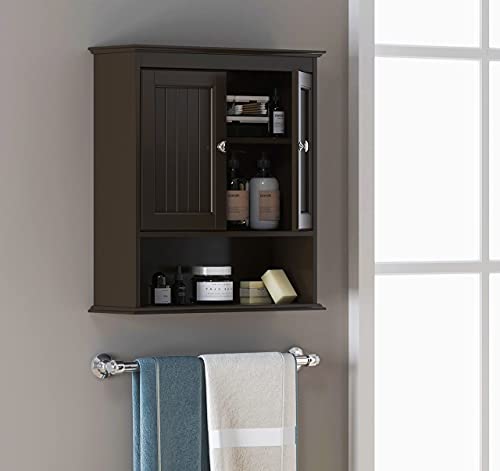 Spirich Bathroom Cabinet Wall Mounted, Wood Hanging Cabinets with Doors and Shelves, Medicine Cabinet Over The Toilet, Espresso Spirich