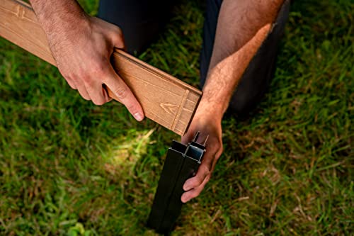 Vita Mezza 4 Foot x 4 Foot x 11 inch Cedar Wood Modular Garden Bed with Black Aluminum Posts, FSC, Woodgrain, Golden Brown, Pre-Stained, VT17703 Vita