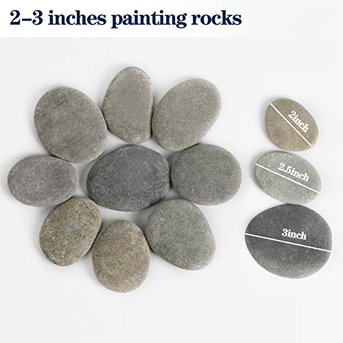 Simetufy 35 Pcs Large Painting Rocks, River Rocks for Painting, 2"-3" Flat Rocks for DIY Arts, Hand Selected Smooth Stones for DIY Crafts - WoodArtSupply