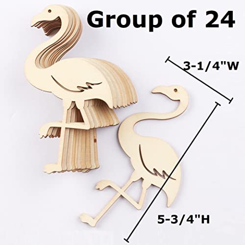 Pack of 24 Unfinished Wood Flamingo Cutouts by Factory Direct Craft - Flamingo Blank Wooden DIY Shapes for Scouts, Camps, Vacation Bible School, & Factory Direct Craft