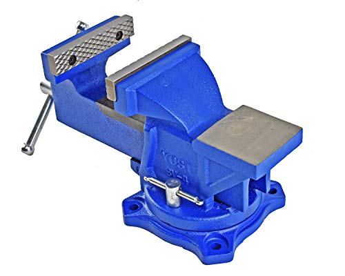 Yost Vises Tool 4-Inch Workshop Duty Bench Vise, Model BV-4, with 120-Degree Swivel Base, Blue - WoodArtSupply