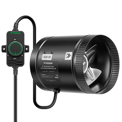 VIVOSUN Inline Booster Duct Fan 6” 275 CFM with Speed Controller, HVAC Exhaust Ventilation Fan with Low Noise for Basements, Bathrooms, Kitchens,