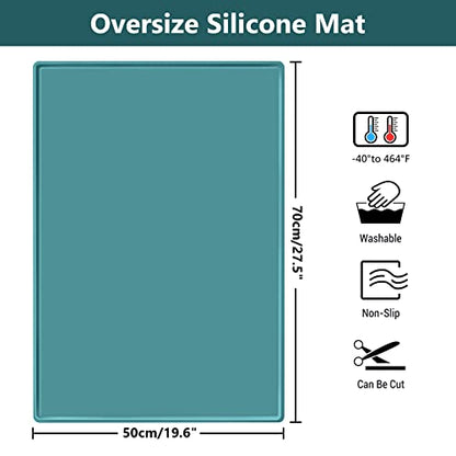 Gartful Large Silicone Mat for Crafts, 28”x20” Silicone Pad - 0.1" Raised Edge, Silicone Sheet with Lip for Jewelry Resin Molds, Counter Table