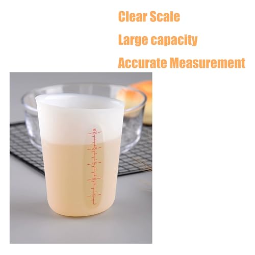 wugongshan 2 Pcs 250 ml/500 ml Silicone Measuring Cups, Silicone Reusable Mixing Pouring Measure Cups, Melt Stir Squeeze & Pour Measuring Cups for wugongshan