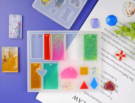 Suhome 73 Pack Resin Earring Mold Jewelry Silicone Resin Molds Making Kits Including Earring, Pendant, Bracelet, Necklace, Button Silicone Resin Suhome