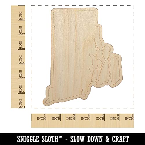 Rhode Island State Silhouette Unfinished Wood Shape Piece Cutout for DIY Craft Projects - 1/4 Inch Thick - 6.25 Inch Size Sniggle Sloth