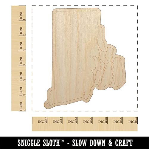 Rhode Island State Silhouette Unfinished Wood Shape Piece Cutout for DIY Craft Projects - 1/4 Inch Thick - 6.25 Inch Size