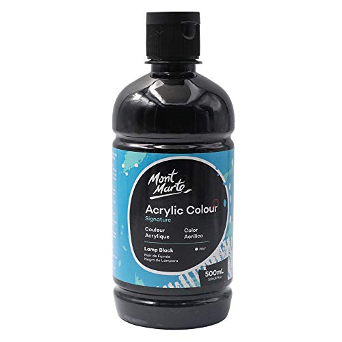 MONT MARTE Signature Black Acrylic Paint, 16.9oz (500ml), Semi-Matte Finish, Suitable for Canvas, Wood, Fabric, Leather, Cardboard, Paper, MDF and MONT MARTE