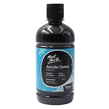 MONT MARTE Signature Black Acrylic Paint, 16.9oz (500ml), Semi-Matte Finish, Suitable for Canvas, Wood, Fabric, Leather, Cardboard, Paper, MDF and MONT MARTE