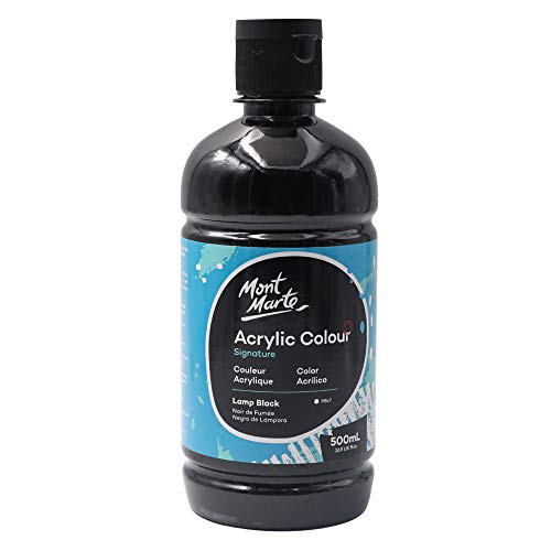 MONT MARTE Signature Black Acrylic Paint, 16.9oz (500ml), Semi-Matte Finish, Suitable for Canvas, Wood, Fabric, Leather, Cardboard, Paper, MDF and - WoodArtSupply