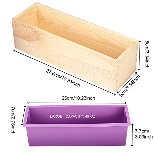 ZOENHOU 3PCS 42oz Soap Molds, Flexible Rectangular Silicone Soap Making Molds Kit with Wood Box DIY Tool Set for Soap Making Supplies ZOENHOU
