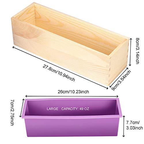 ZOENHOU 3PCS 42oz Soap Molds, Flexible Rectangular Silicone Soap Making Molds Kit with Wood Box DIY Tool Set for Soap Making Supplies - WoodArtSupply