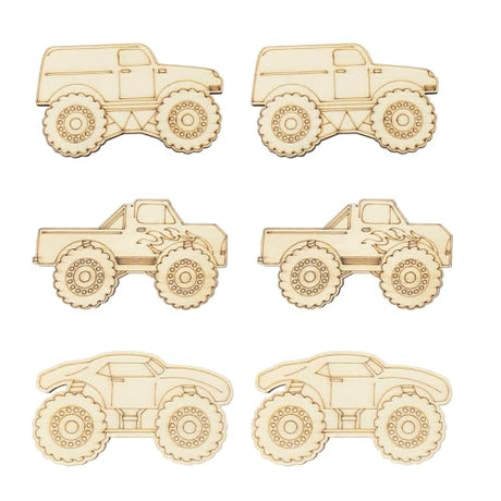 30 Pack Unfinished Wood Monster Truck Cutouts Crafts Truck Party Game Favors Vehicles to Paint Wooden Truck Hanging Ornaments DIY Gift Tags for Home Xonzmmk