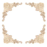 T Tulead Furniture Appliques Wooden Onlay Decorative Appliques 100x100mm Rose Pattern Unfinished Corner Onlay Pack of 4 T Tulead