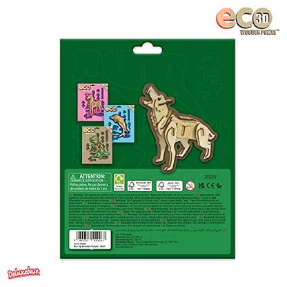 Eco 3D Wooden Puzzle Wolf from Deluxebase. Animal Themed DIY 3D Puzzle Craft Kit. Sustainable Wood Forest Animal Toys. Perfect Model Building Kits - WoodArtSupply