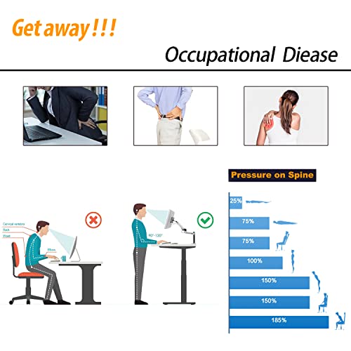 AIZ Adjustable Computer Double-Layer, Rolling Wheels Home Office Workstation, Portable Laptop Table Sitting, Adults or Children,Black Mobile Standing AIZ