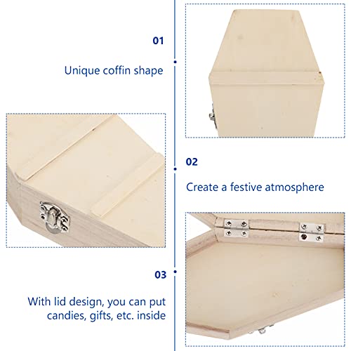 STOBOK Coffin Decor 1pc Coffin Box Candy Storage Box Halloween Wooden Coffin Case Jewelry Organizer Coffin Shape Box for Party Supplie Gift Box STOBOK